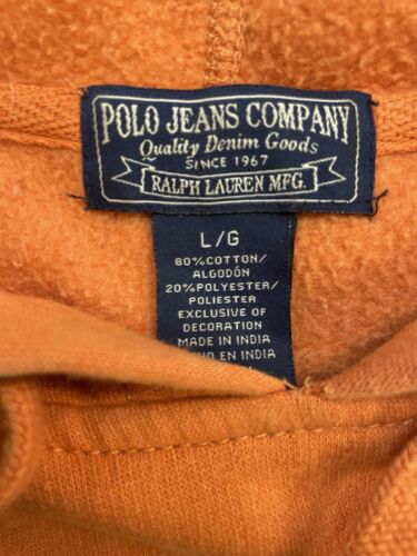 Polo Jeans Ralph Lauren Sweatshirt Hoodie Size Large Orange