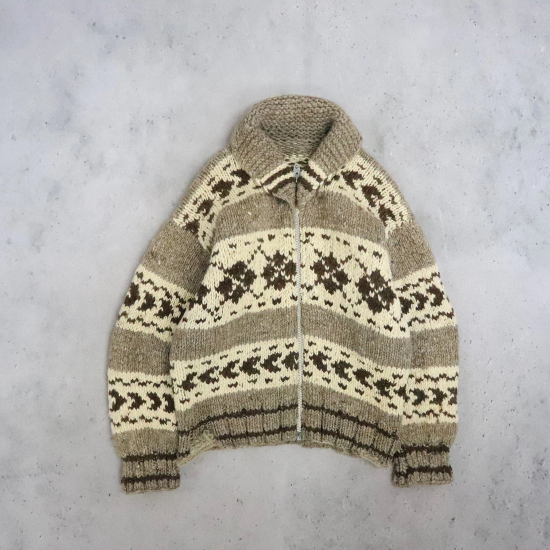 Wool Knit Cowichan Sweater Size Medium Vintage