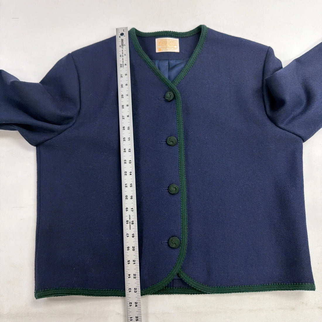 Vintage Pendleton Wool Cropped Jacket Womens Size Large Blue