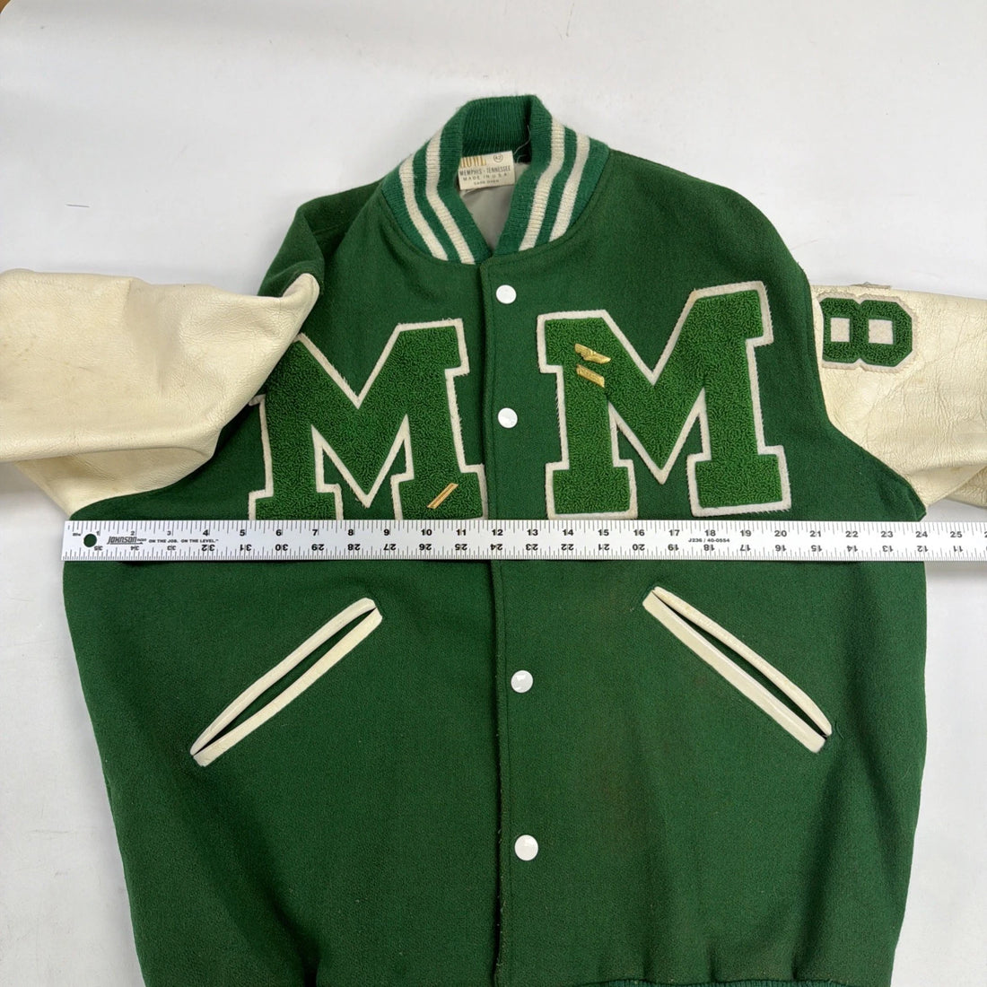 Vintage Leather Wool Letterman Varsity Jacket Size 42 80s