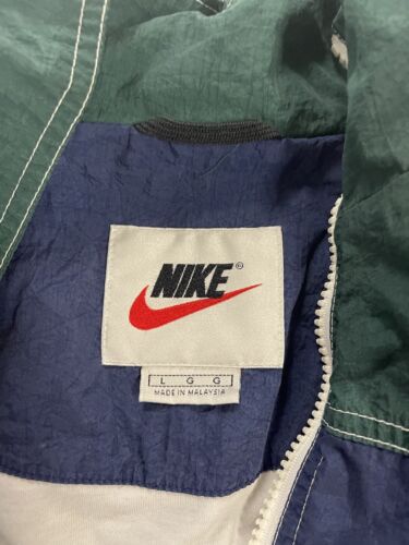 Vintage Nike Windbreaker Light Jacket Size Large Green Blue Embroidered
