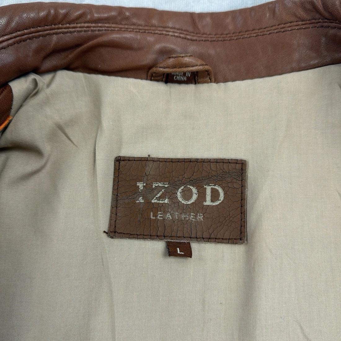 Vintage Izod Leather Bomber Jacket Size Large