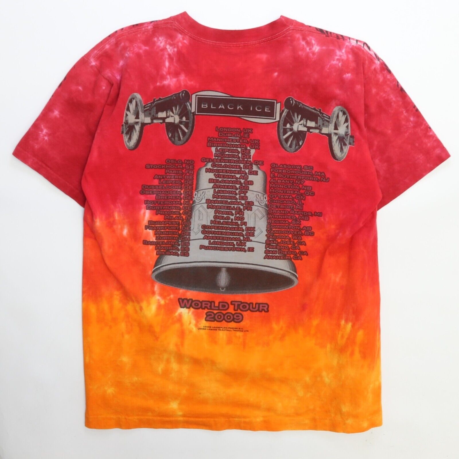 美品S！AC/DC BLACK ICE WORLD TOURタイダイTシャツ ACDC Black Ice World Tour Tie Dye T-Shirt Size Large 2009