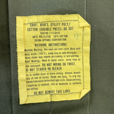 Vintage US Army Button Up Shirt Size 15 1/2 x 33 Green Military