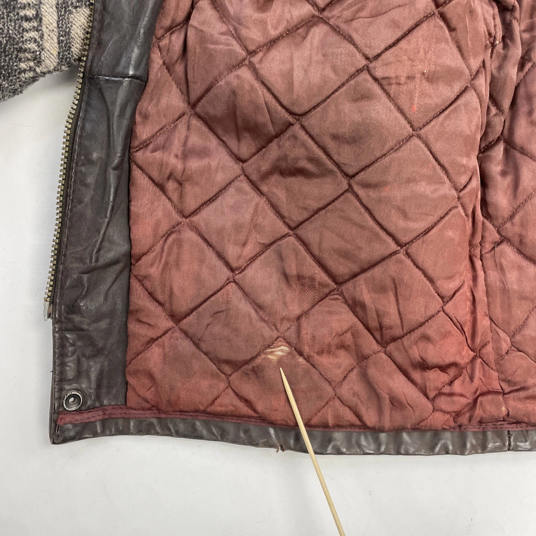 Vintage Hemingway Leather Wool Coat Jacket Size Medium Western Aztec