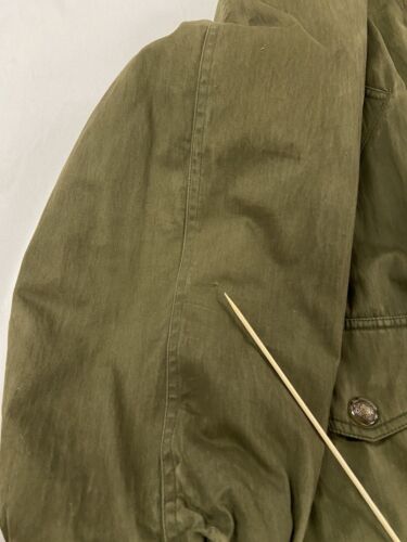 Vintage Woolrich Barn Work Coat Jacket Size 2XL Green Plaid Lined Leather Trim