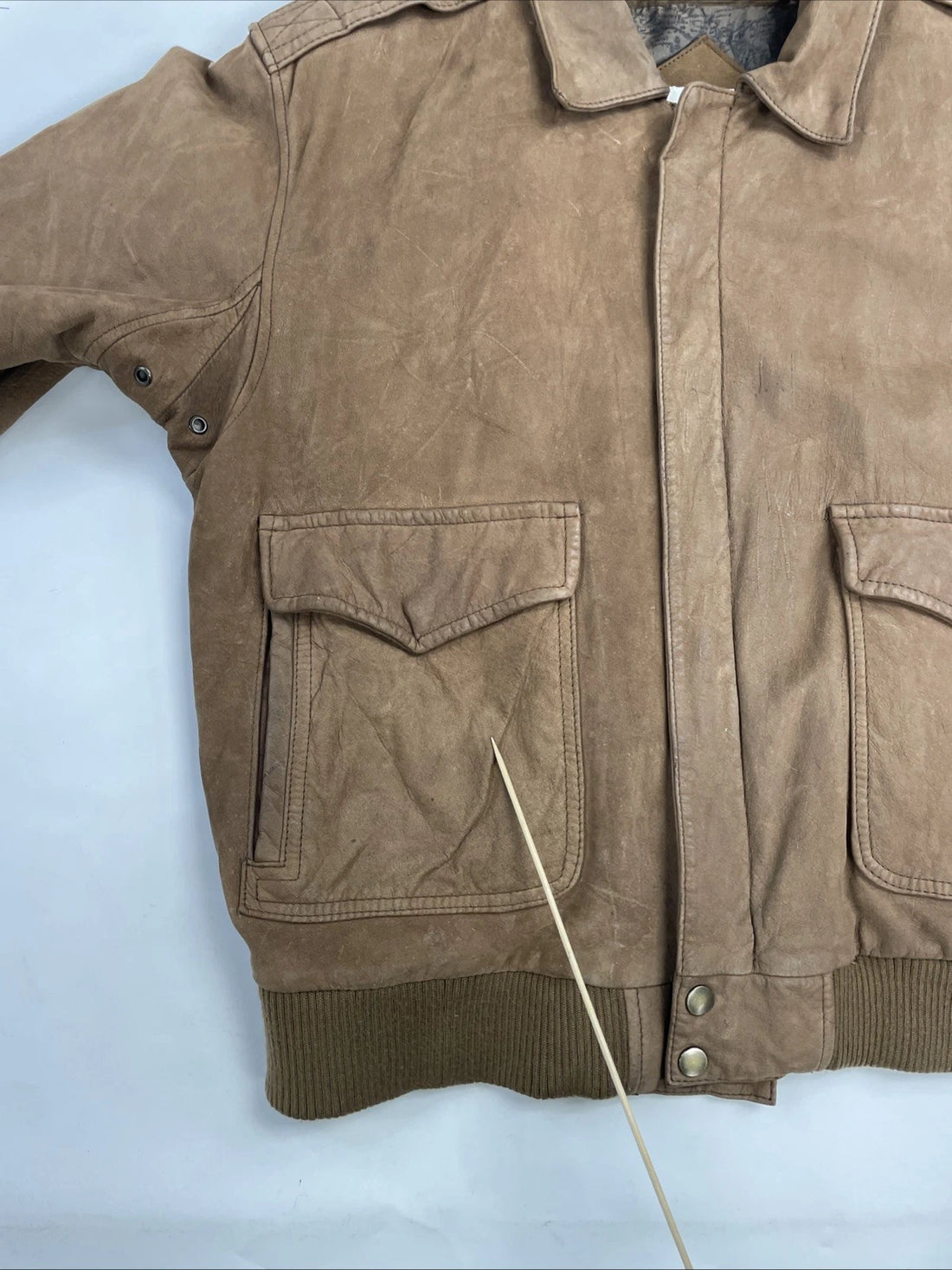 Vintage Sea Dream Leather Suede Bomber Jacket Size Medium Brown
