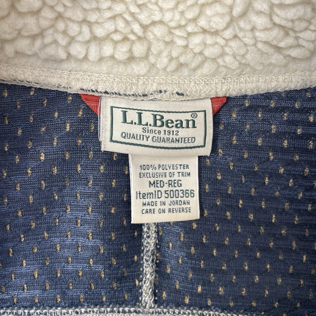 L.L. Bean Deep Pile Fleece Jacket Size Medium Oatmeal