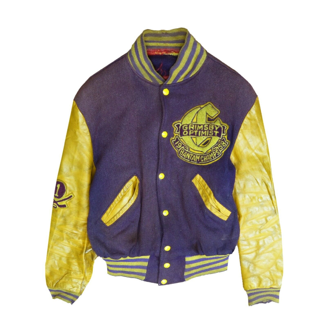 Vintage Grimsby Optimist Bantam Champs Leather Wool Varsity Jacket Medium 50s