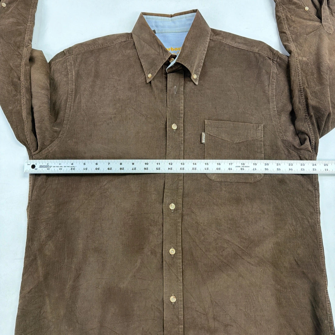 Barbour Button Up Plain Shirt Size Large Brown