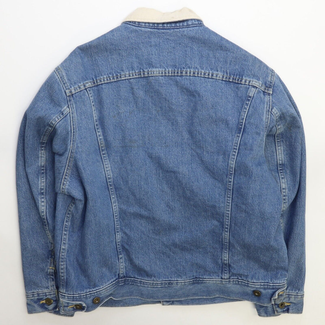 Vintage Lee Dungarees Denim Trucker Jacket Size Large Blue Blanket Lined