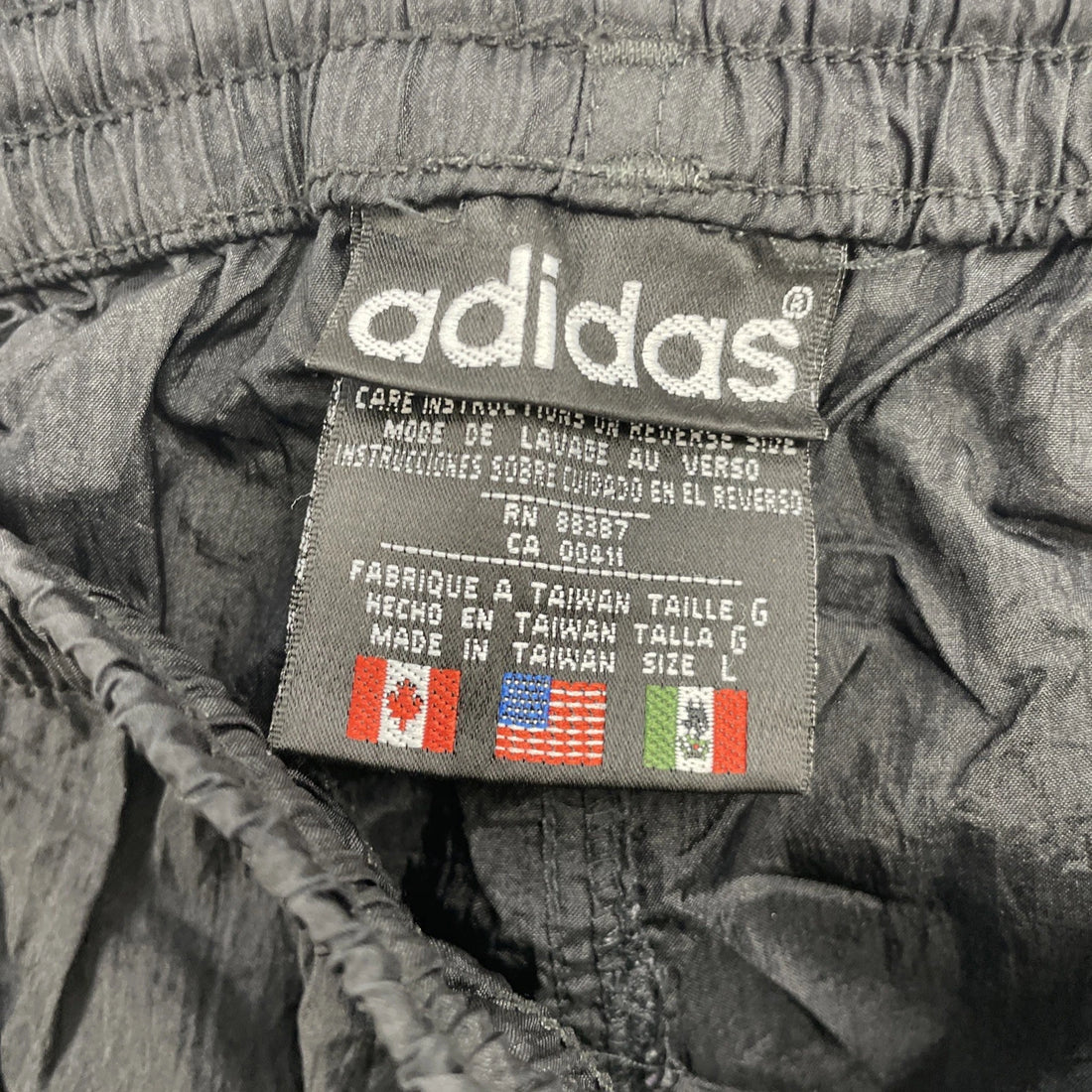 Vintage Adidas Nylon Track Pants Size Large Black Striped