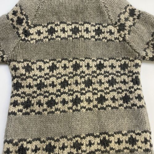 Vintage Wool Knit Cowichan Sweater Size XL Gray Fair Isle Talon Zip