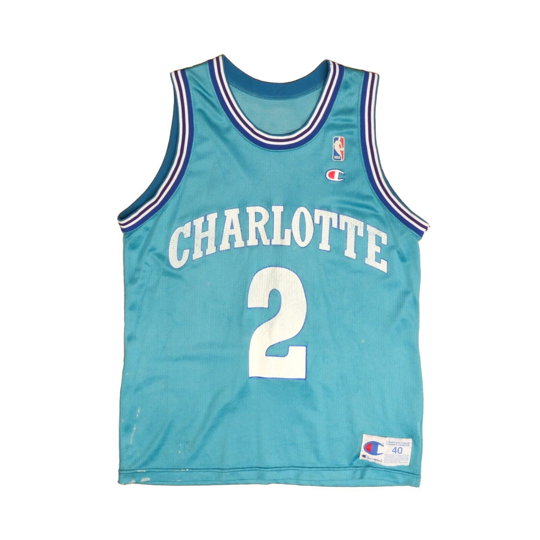 Vintage Charlotte Hornets Larry Johnson Champion Jersey Size 40 NBA