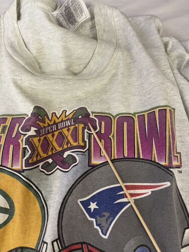 Vintage Packers Patriots Super Bowl XXXI T-Shirt Size XL Gray 1997 90s NFL