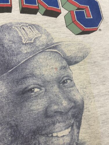 Vintage Minnesota Twins Kirby Puckett T-Shirt Size Large Gray 1997 90s MLB