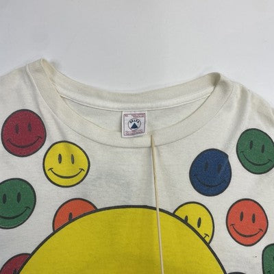 Vintage Smiley Face T-Shirt Size XL All Over Print 90s