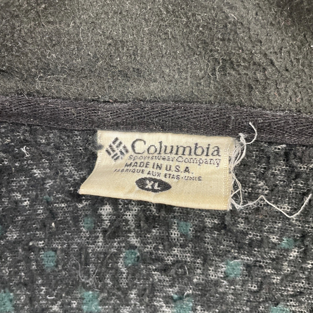 Vintage Columbia Fair Isle Pullover Fleece Jacket Size XL Green