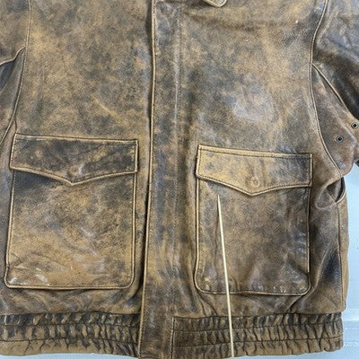Vintage Marshall Field's New Traditions Leather Bomber Jacket Size Medium Brown