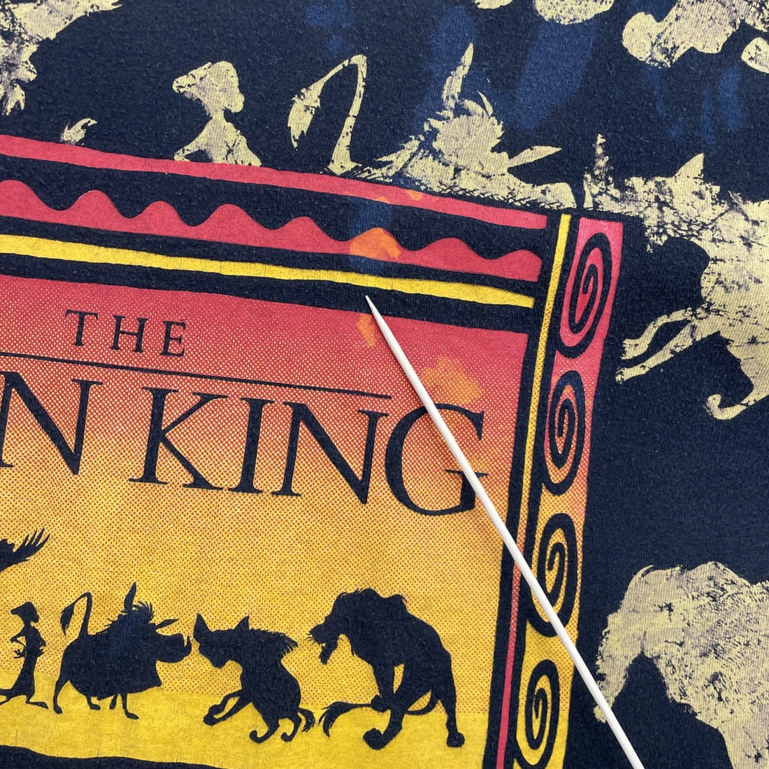 Vintage The Lion King Disney T-Shirt Size XL Black All Over Print 90s