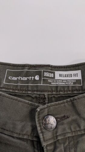 Carhartt Double Knee Carpenter Work Pants Size 35 X 30 Green Relaxed Fit