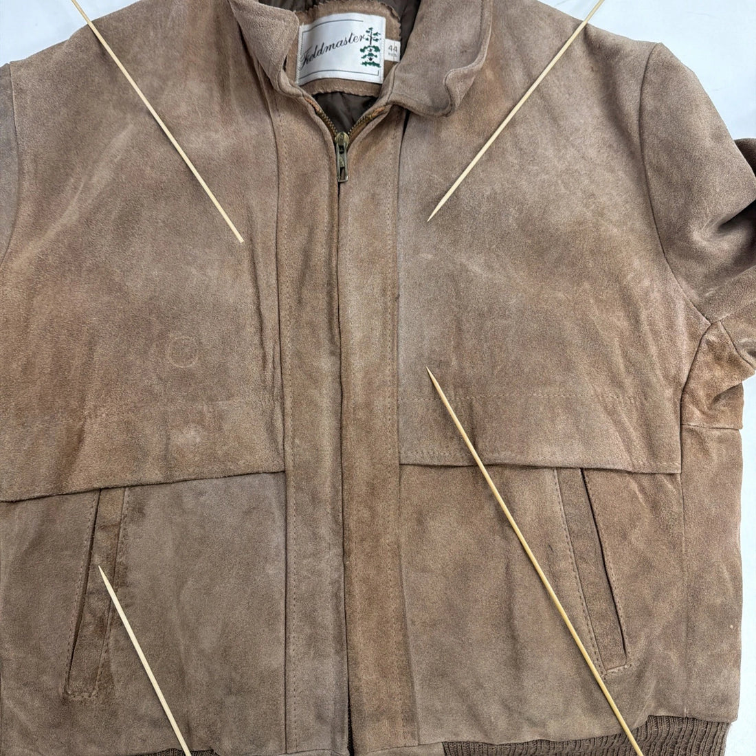 Vintage Fieldmaster Leather Suede Bomber Jacket Size 44 Brown