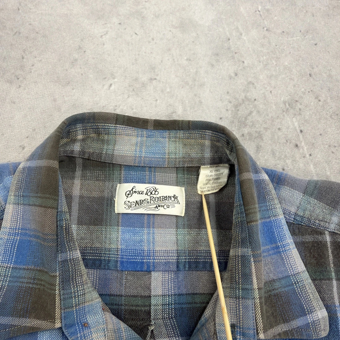 Vintage Sears Roebuck Button Up Plaid Flannel Shirt Size XL