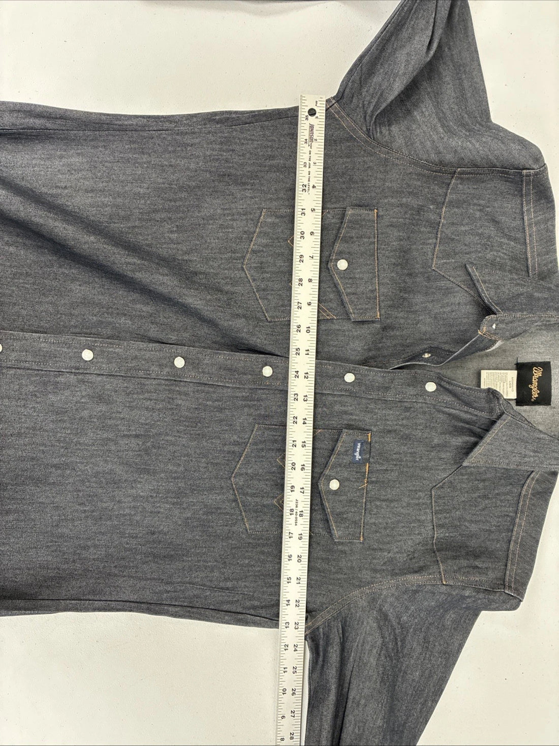Wrangler Western Denim Pearl Snap Shirt Size Large