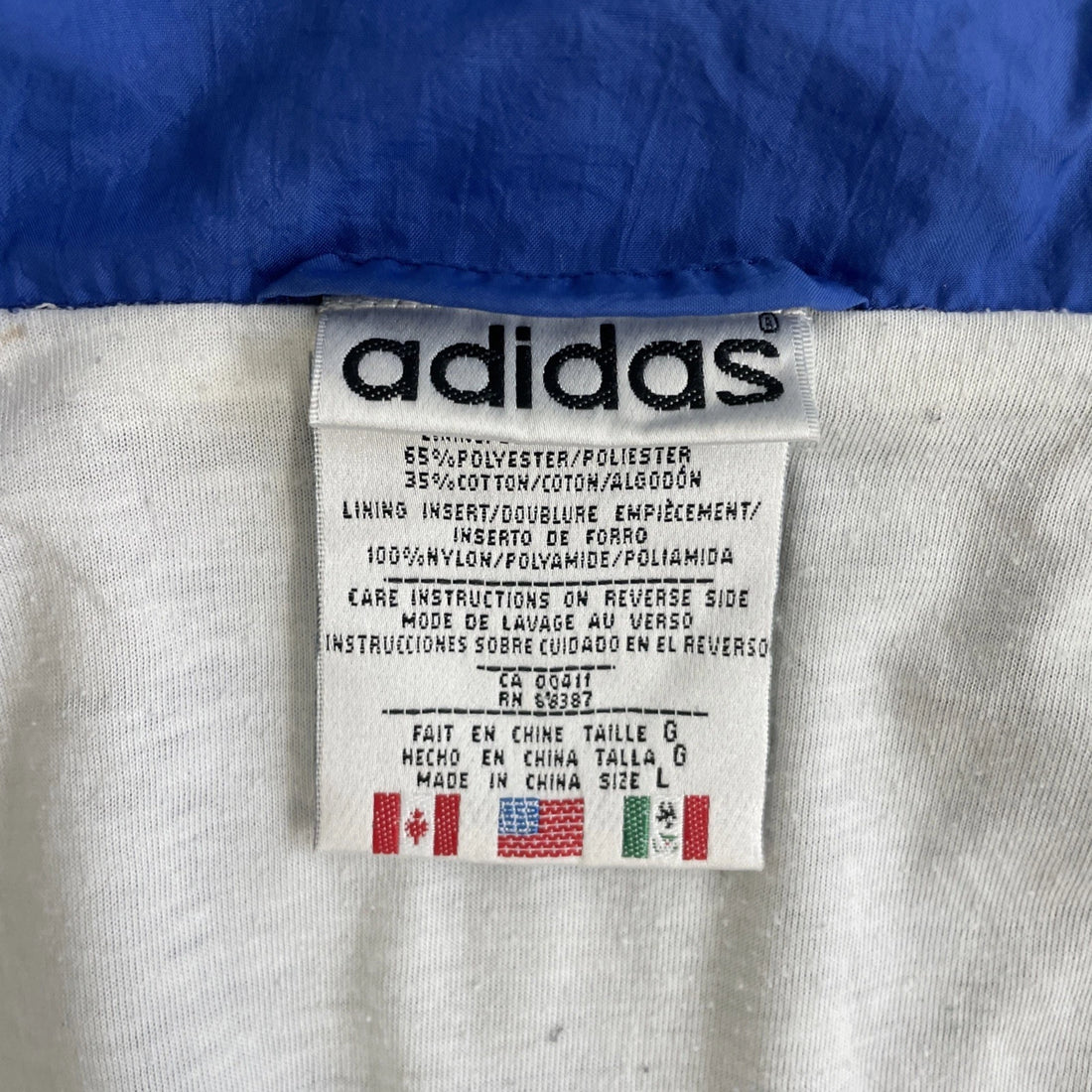 Vintage Adidas Windbreaker Light Jacket Size Large Blue