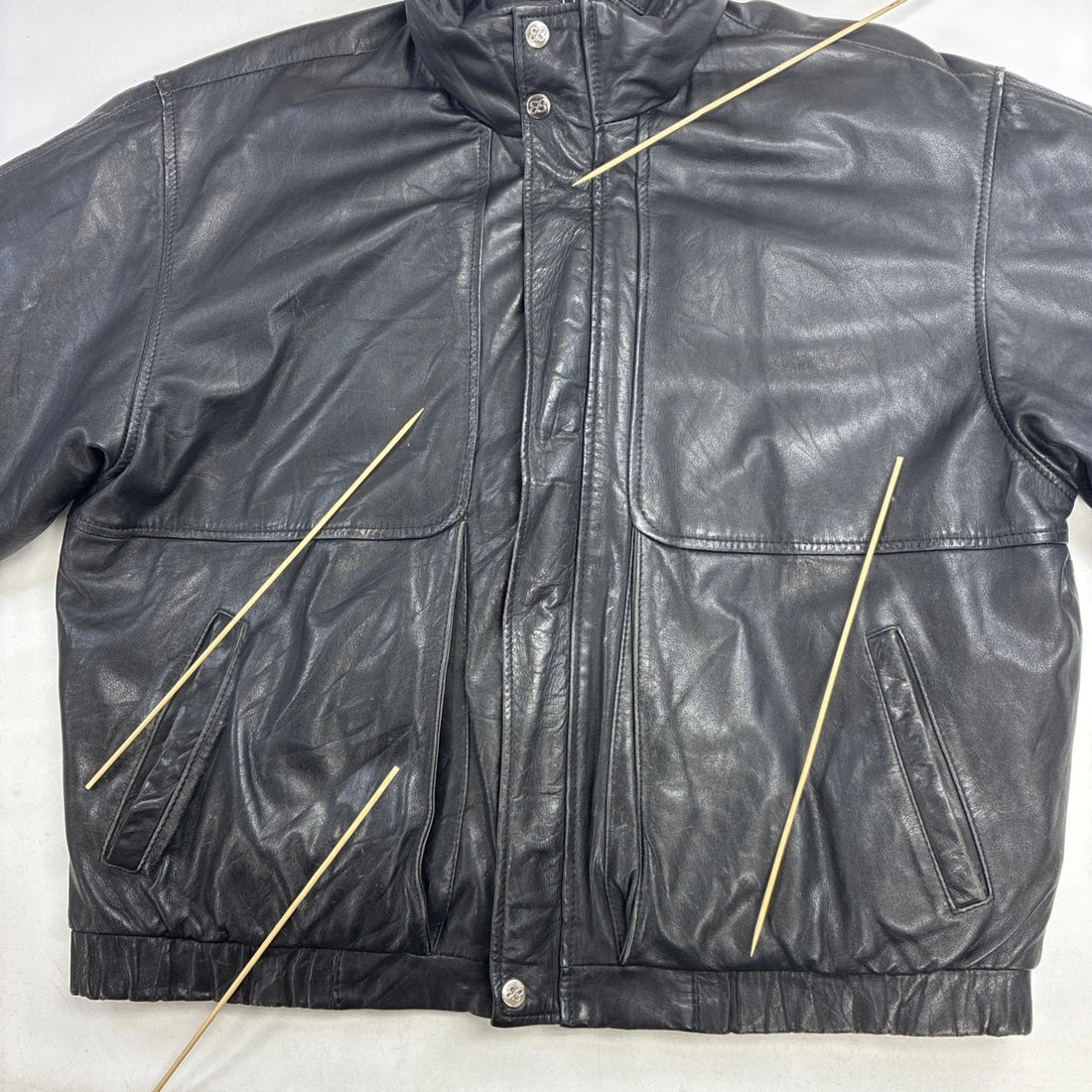 Outpost II Leather Bomber Jacket Size Large Black