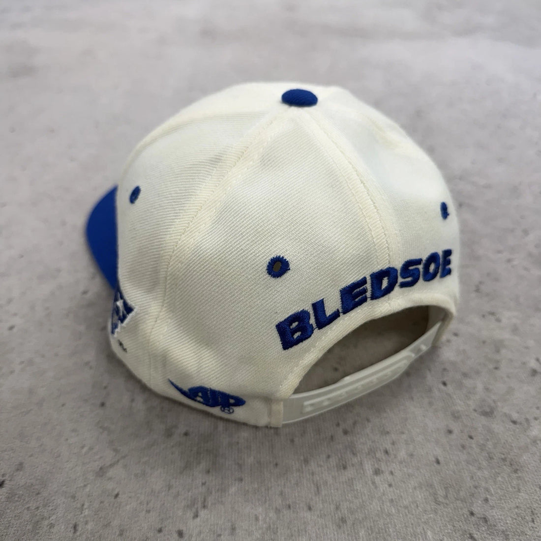 Vintage New England Patriots Drew Bledsoe AJD Wool Snapback Cap Hat OSFA NFL