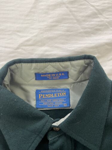 Vintage Pendleton Trail Wool Button Up Shirt Size Medium Green