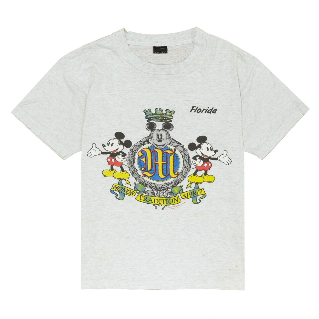 Vintage Mickey Mouse Florida Disney T-Shirt Size Medium Gray 90s