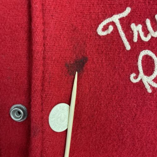 Vintage True Religion Leather Wool Letterman Varsity Jacket Size 2XL Red