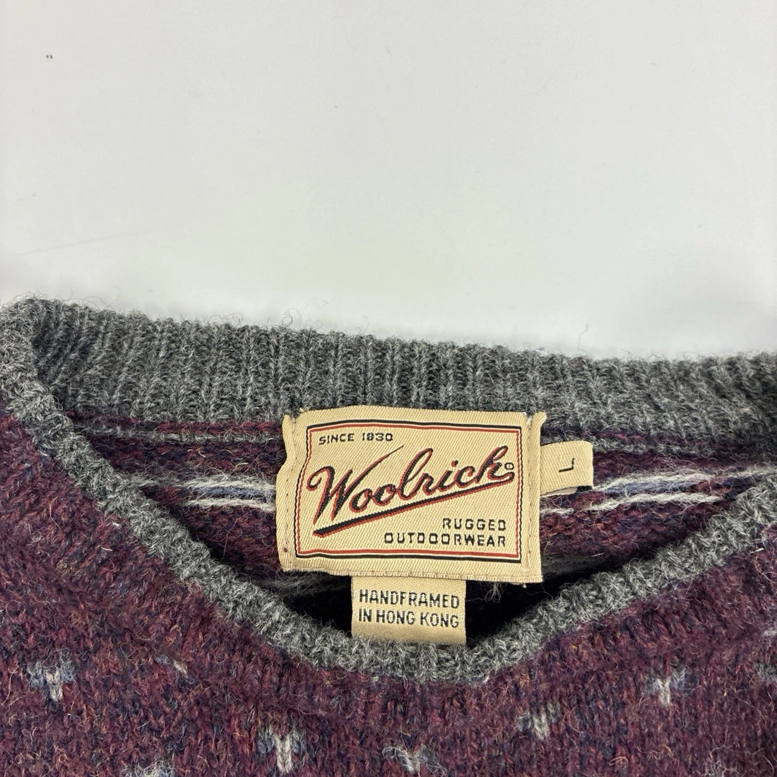 Vintage Woolrich Birdseye Wool Knit Crewneck Sweater Size Large