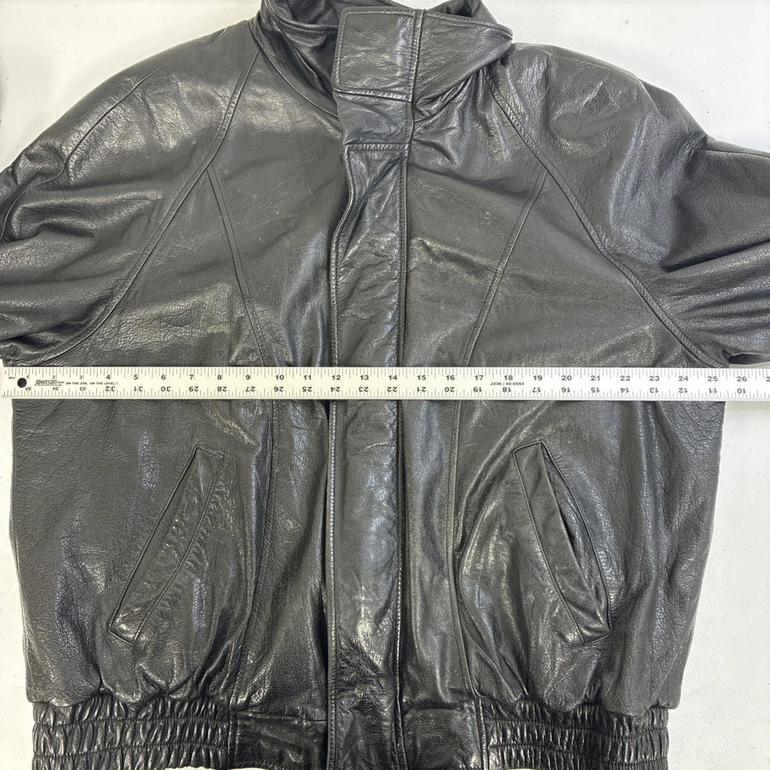 Vintage London Fog Leather Bomber Jacket Size Large Black