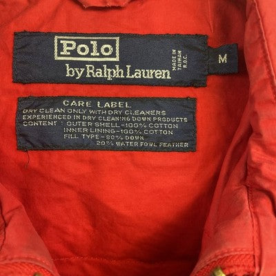 Vintage Polo Ralph Lauren Bomber Jacket Size Medium Red Down Insulated