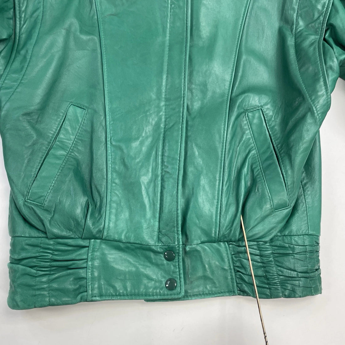 Vintage Leather Bomber Jacket Size Small Green