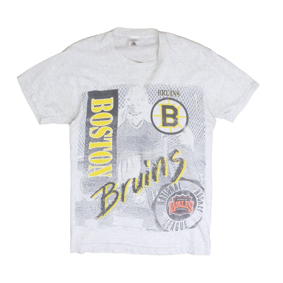 Vintage Boston Bruins Goalie T-Shirt Size Large Gray 90s NHL