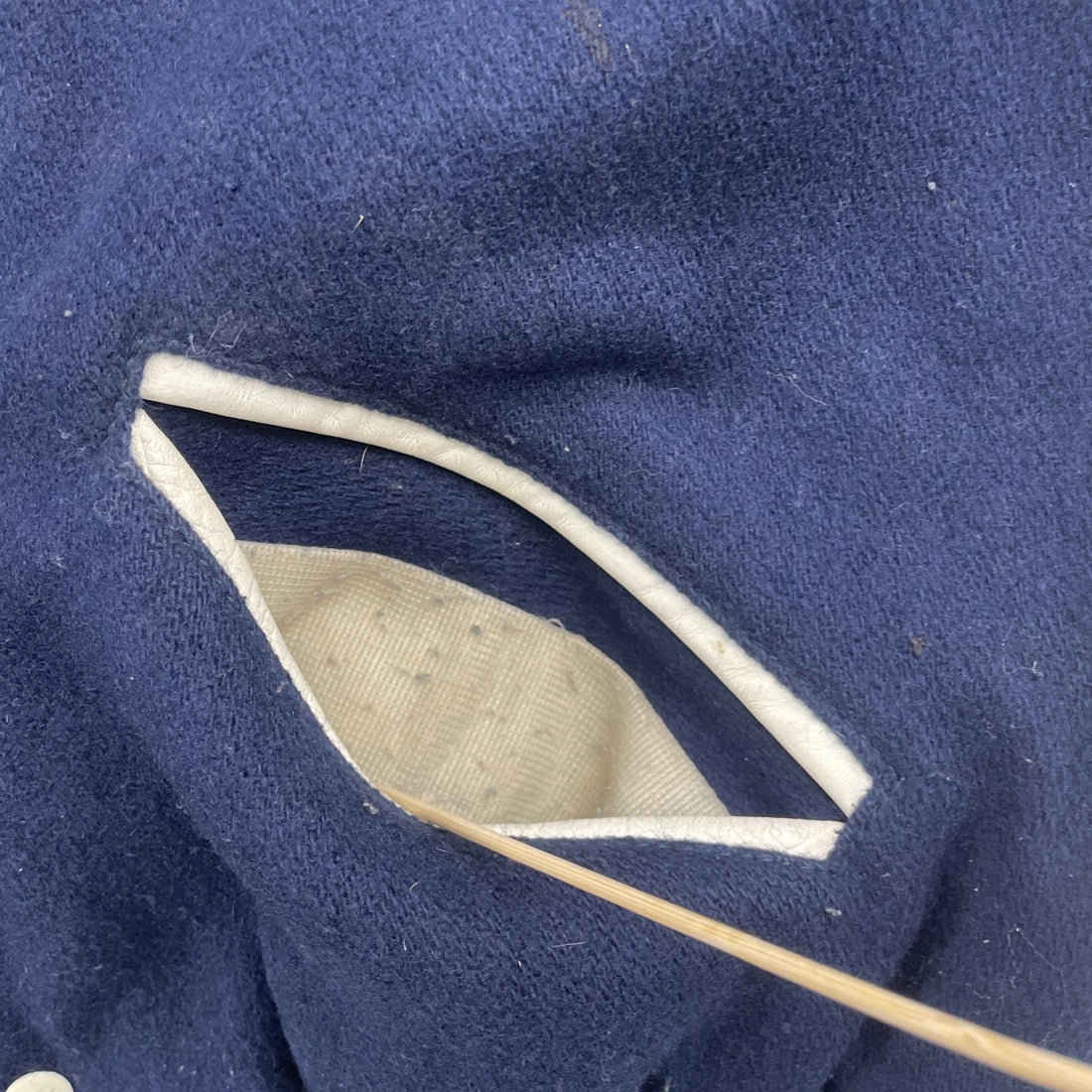 Vintage Andover Varsity Leather Wool Bomber Jacket Size 48 Blue 90s