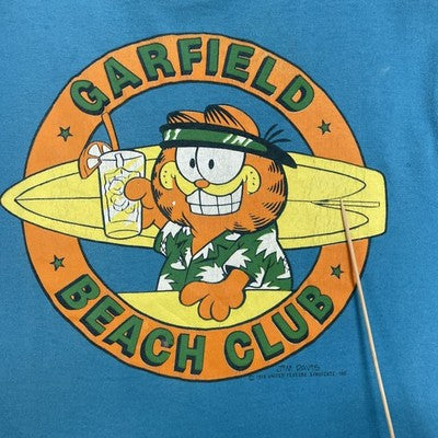 Vintage Garfield Beach Club T-Shirt Size Large Cartoon 90s
