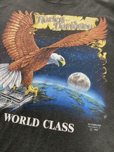 Vintage Harley Davidson 3D Emblem World Class Eagle T-Shirt Size Large 1990 90s