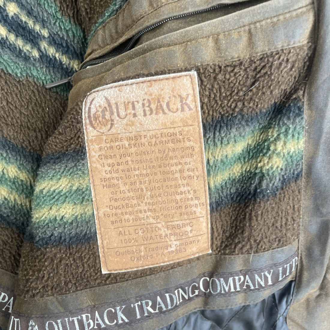 Outback Western Waxed Bomber Jacket Size XL Brown
