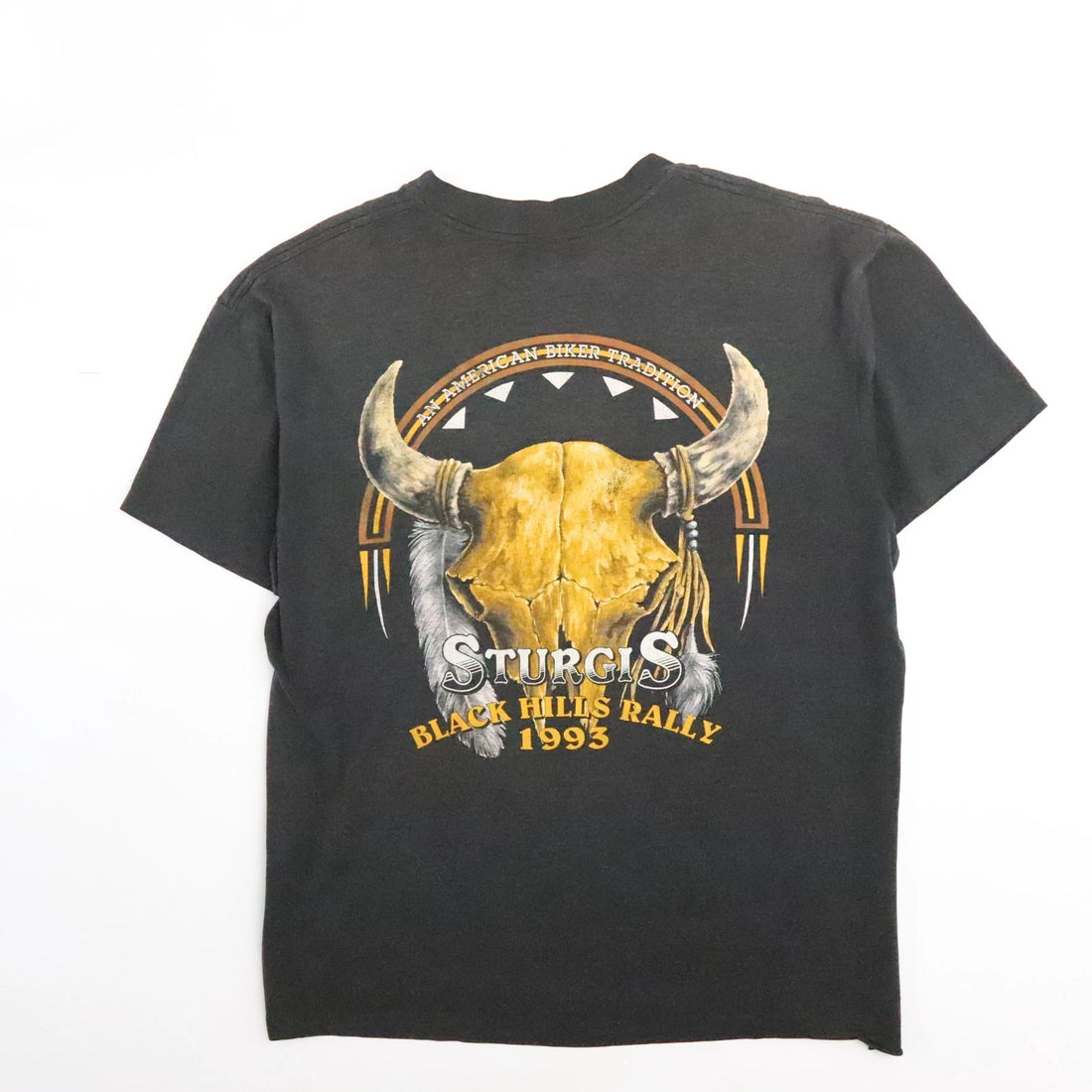 Vintage Sturgis Black Hills Rally Skull Skeleton T-Shirt XL Double Sided 1993