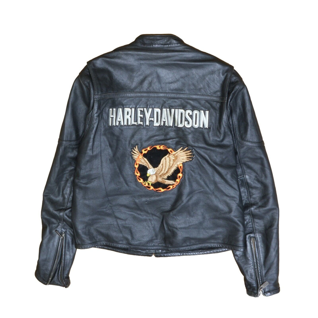 Vintage Harley Davidson Motorcycle Leather Cafe Racer Jacket Size Medium Eagle