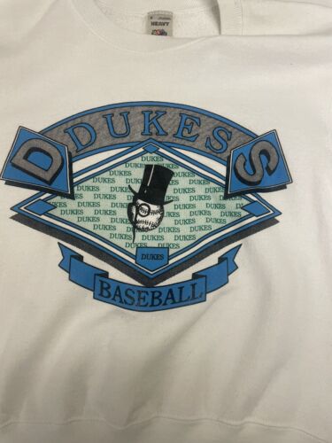 Vintage Dukes Baseball Sweatshirt Crewneck Size Small White 90s