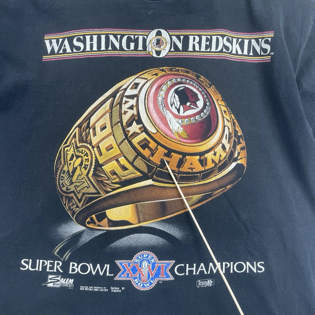 Vintage Washington Redskins Super Bowl XXVI Ring T-Shirt Size Large 90s NFL