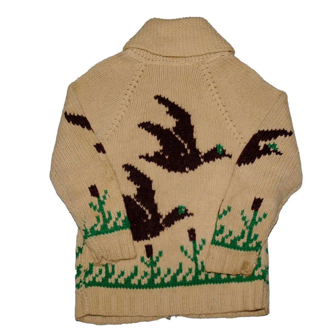 Vintage Duck Wool Knit Cowichan Size Small Beige Lighting Zap 80s