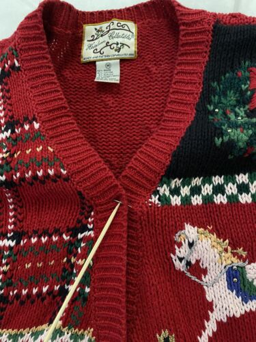 Vintage Christmas Heirloom Collectibles Knit Cardigan Sweater Size