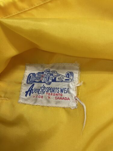 Vintage Schweppes Pit Crew Racing Jacket Size Large Yellow Lightning Zip 70s 80s